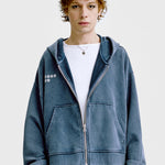 Basic Asterisk Zip Hoodie 'Washed Navy' mit weißen Sternen