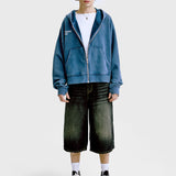 Basic Asterisk Zip Hoodie 'Washed Navy' mit weißen Sternen