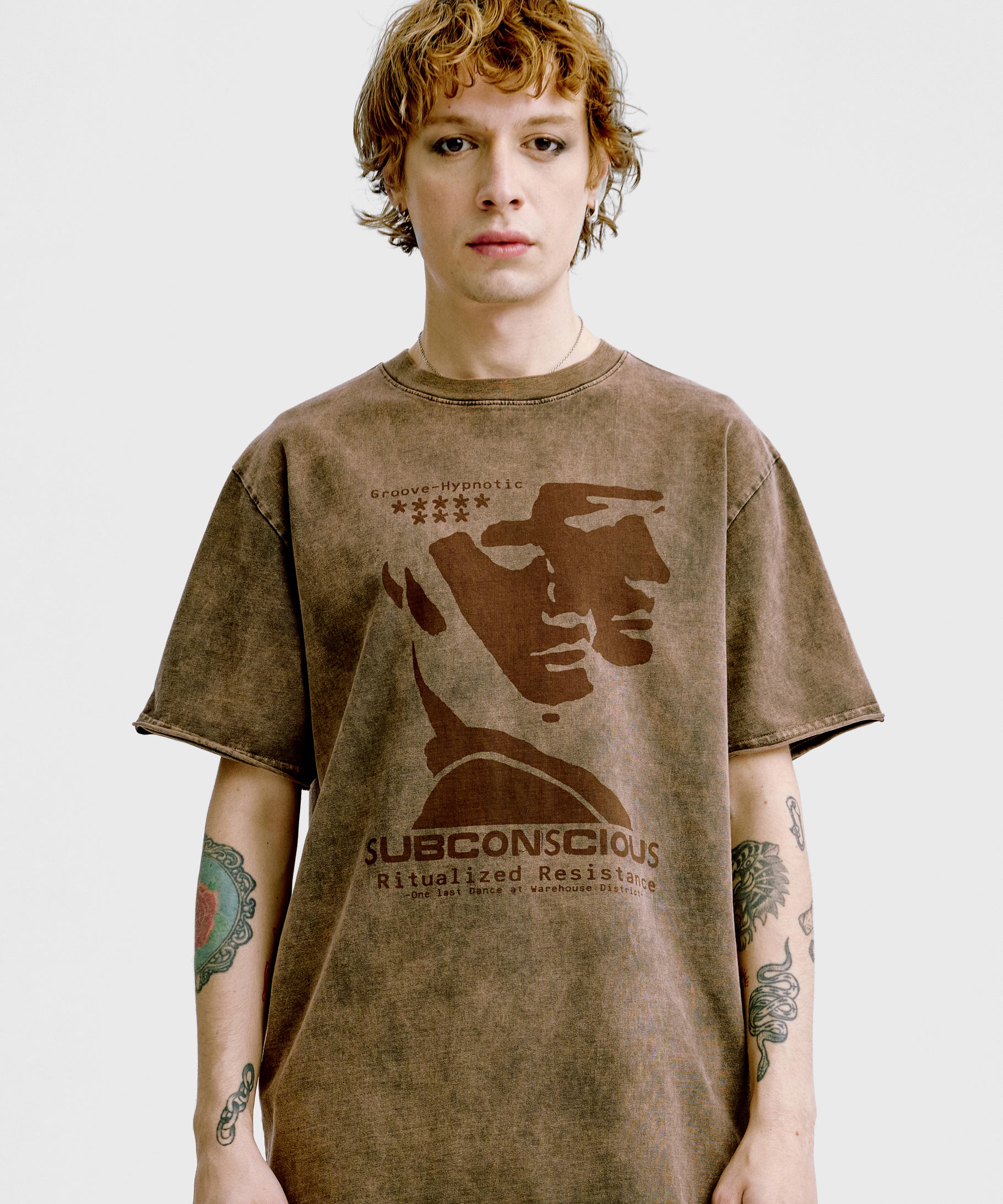 Subconcious Tee 'Washed Brown' (T-Shirt) in braun mit Aufdruck